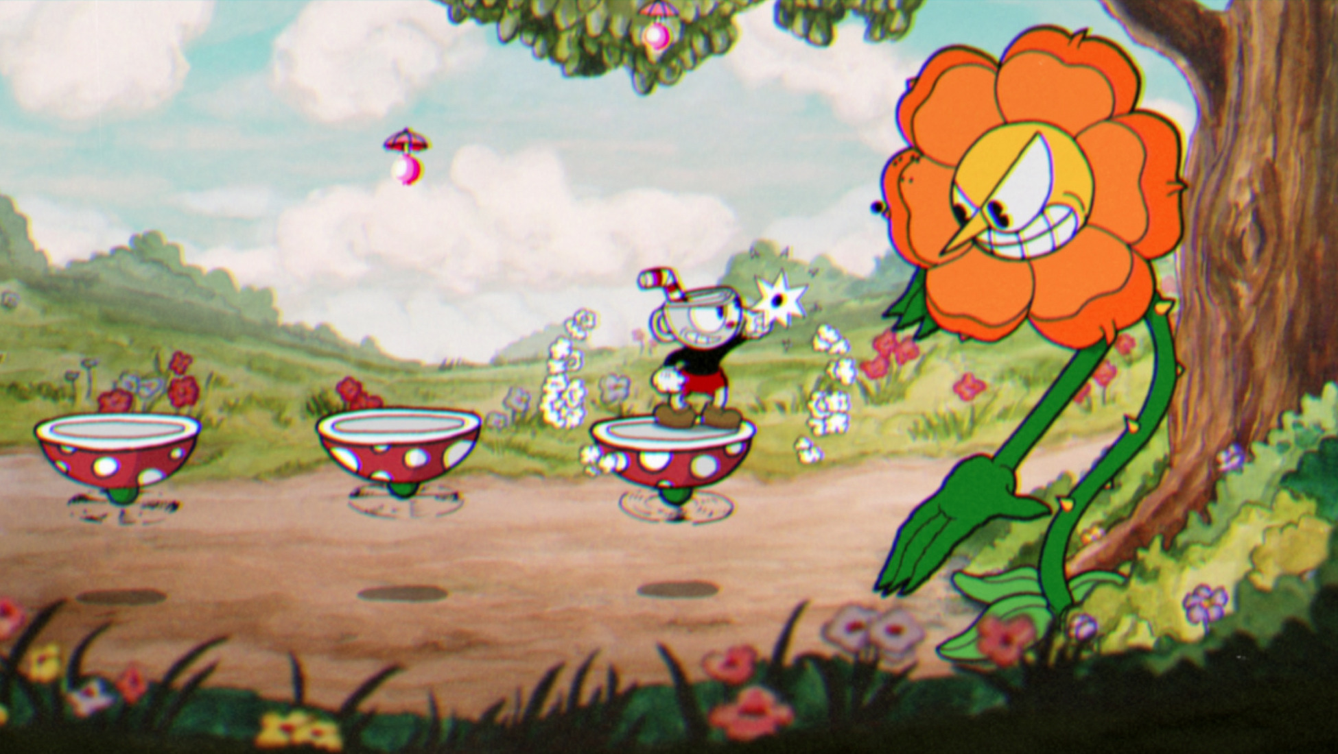 Сколько весит cuphead. Cuphead игра. Капхед босс цветок. Cuphead e3 2015. Cuphead скрины.